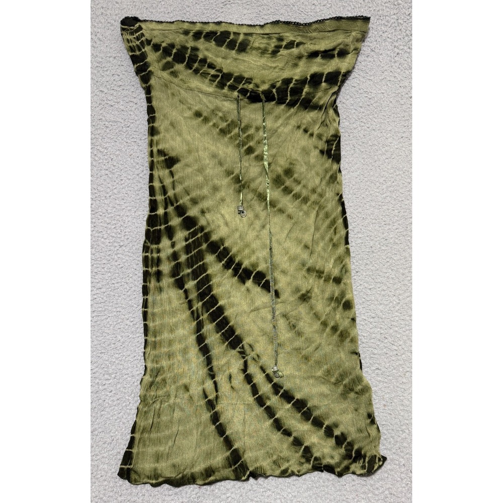 NEW Uncivilized Tube Dress Women Medium Green New Tie Dye Strapless Midi